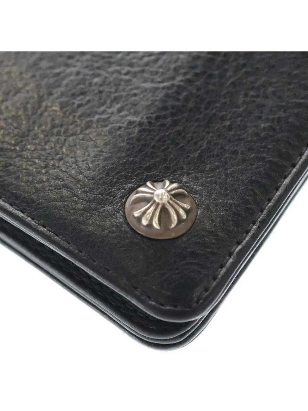 Chrome Hearts Cross Ball Button Leather Wallet Black